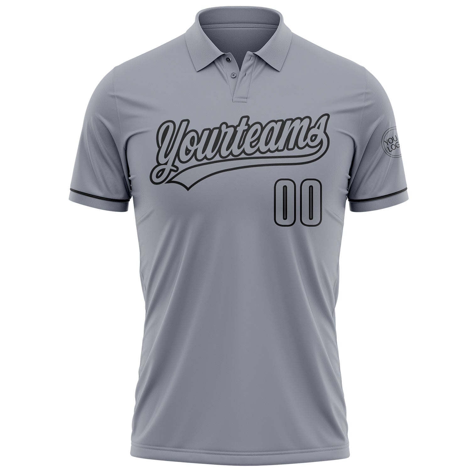 Custom Gray Black Performance Vapor Golf Polo Shirt view 2