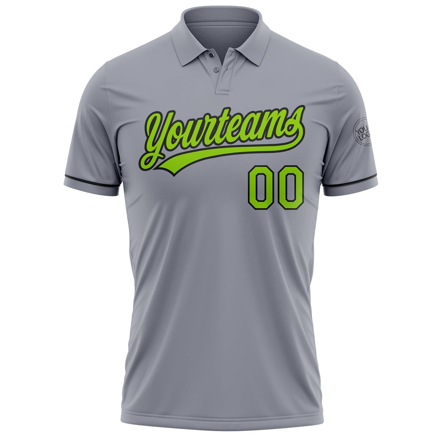 Custom Gray Neon Green-Black Performance Vapor Golf Polo Shirt view 2