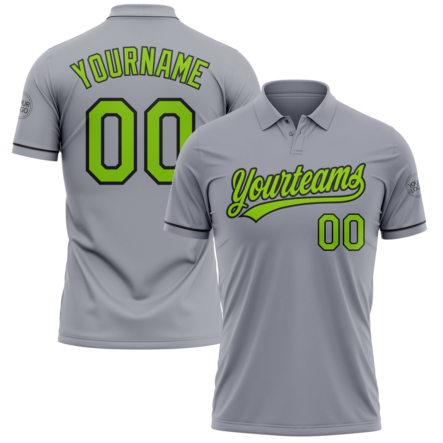 Custom Gray Neon Green-Black Performance Vapor Golf Polo Shirt - Main View