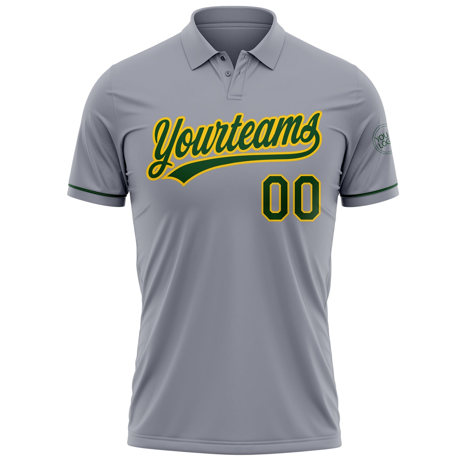 Custom Gray Green-Yellow Performance Vapor Golf Polo Shirt view 2