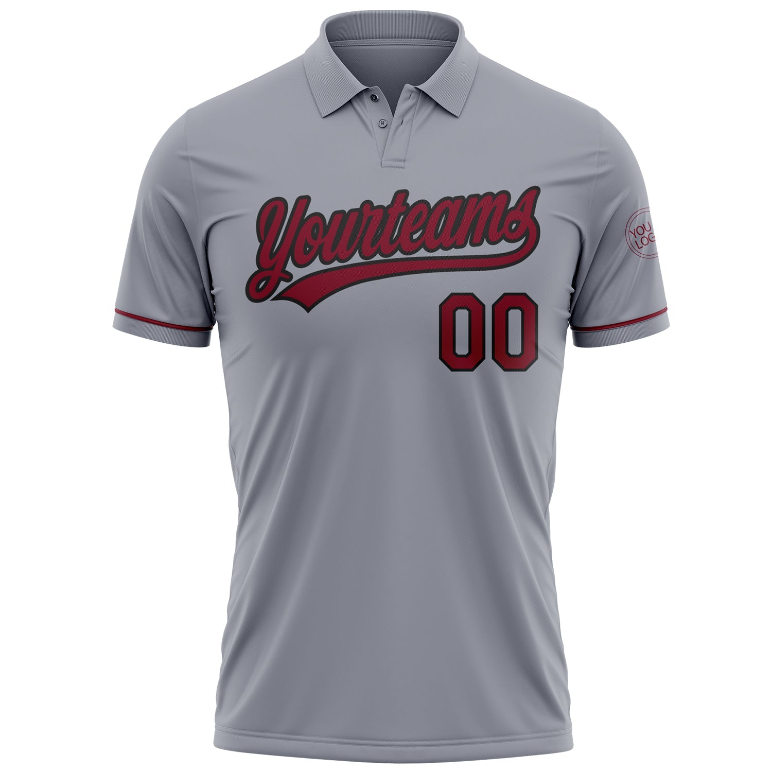 Custom Gray Crimson-Black Performance Vapor Golf Polo Shirt view 2