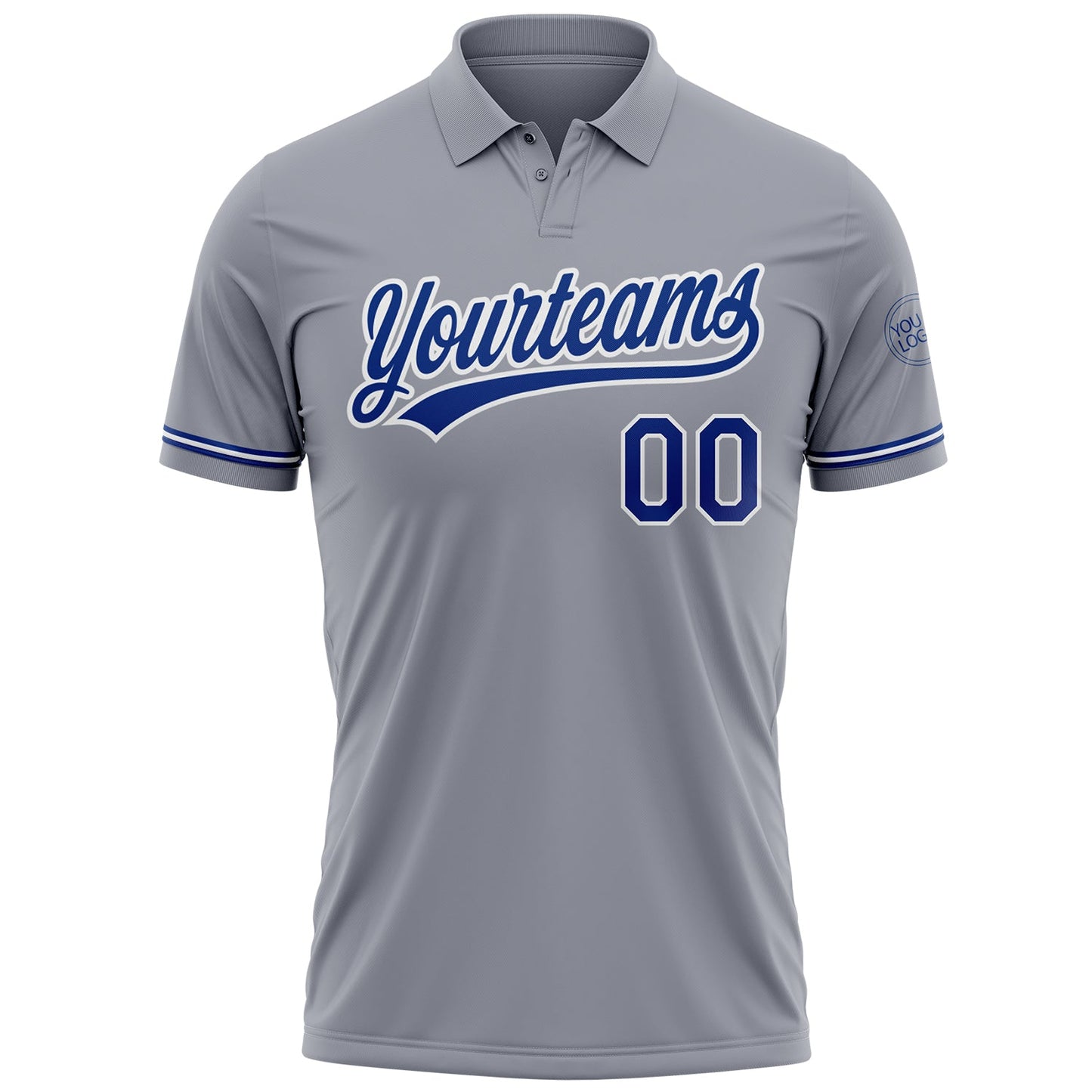 Custom Gray Royal-White Performance Vapor Golf Polo Shirt view 2