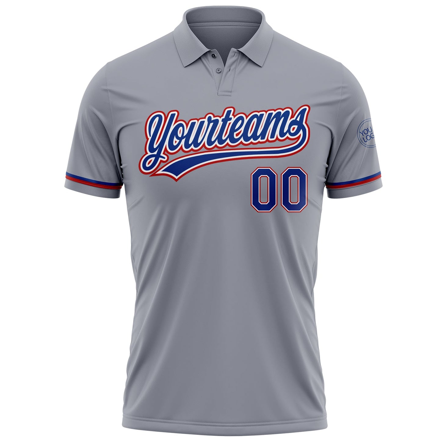 Custom Gray Royal-Red Performance Vapor Golf Polo Shirt view 2