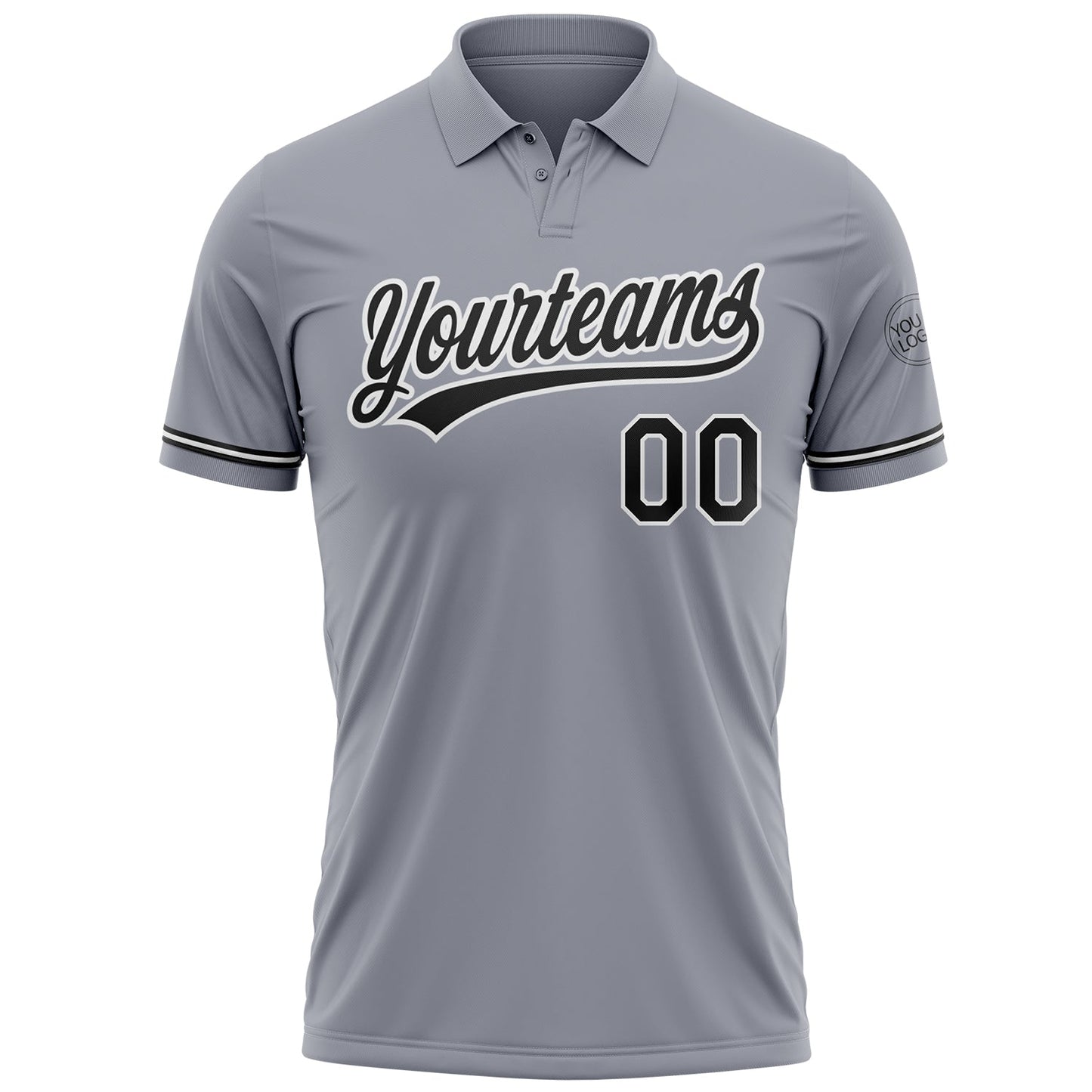 Custom Gray Black-White Performance Vapor Golf Polo Shirt view 3