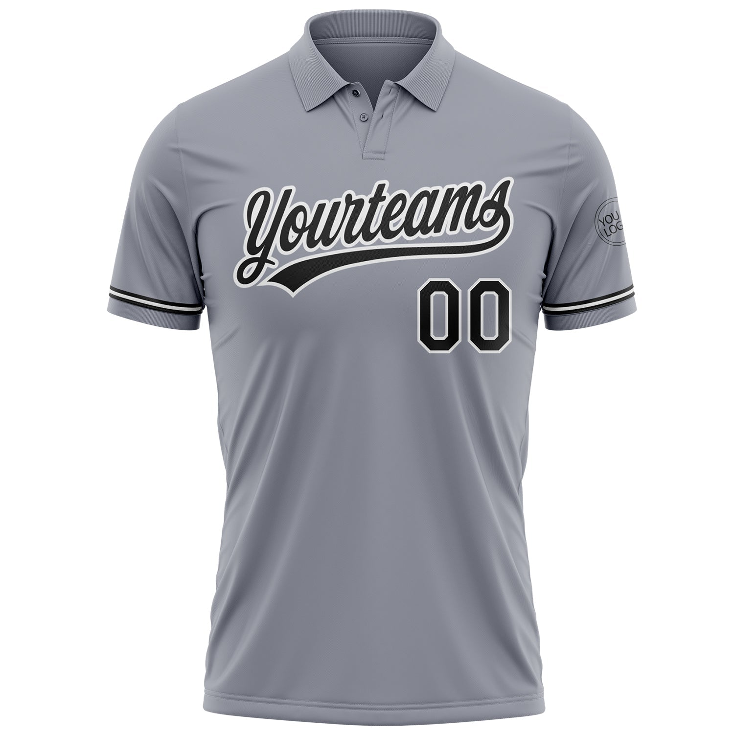 Custom Gray Black-White Performance Vapor Golf Polo Shirt view 3