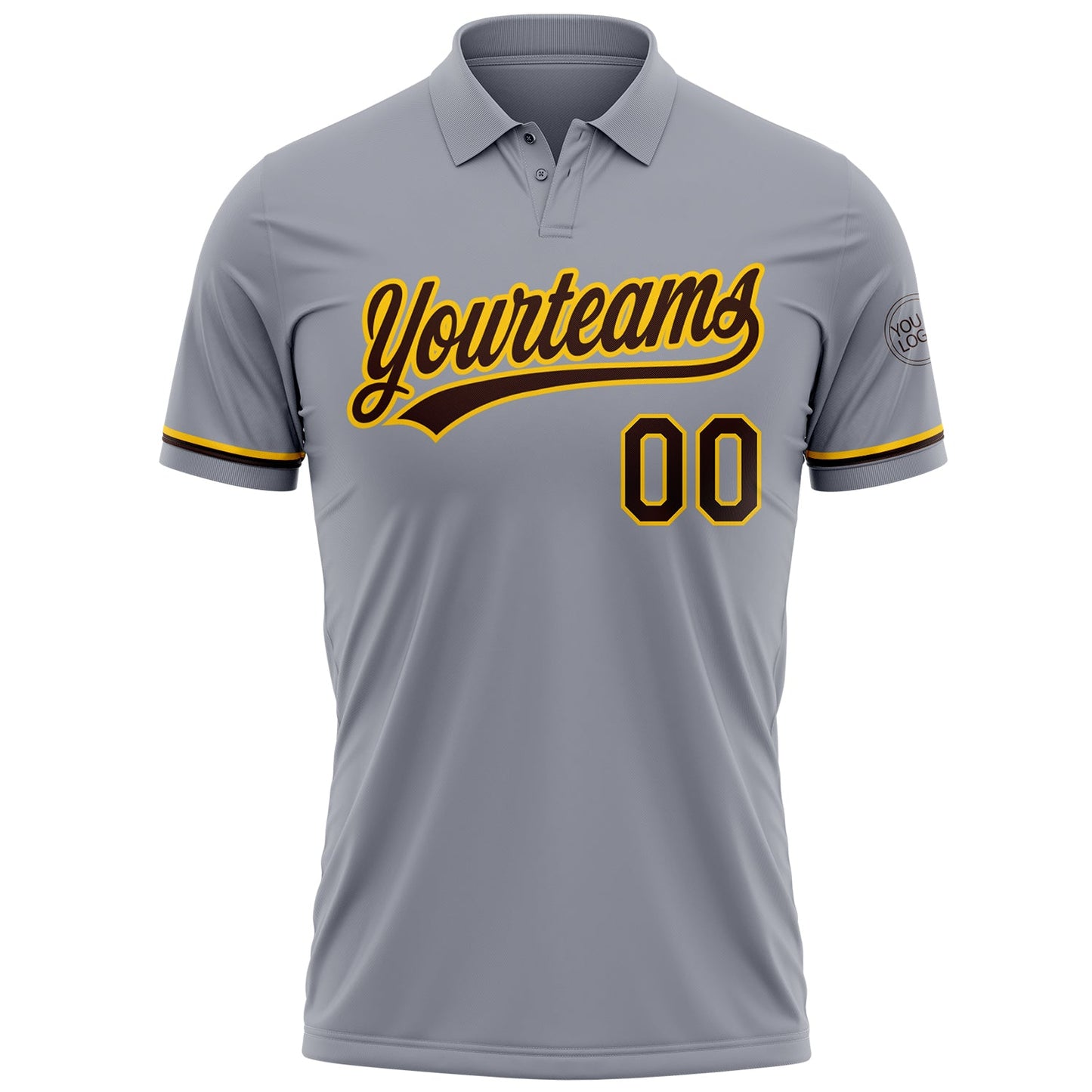 Custom Gray Brown-Yellow Performance Vapor Golf Polo Shirt view 2