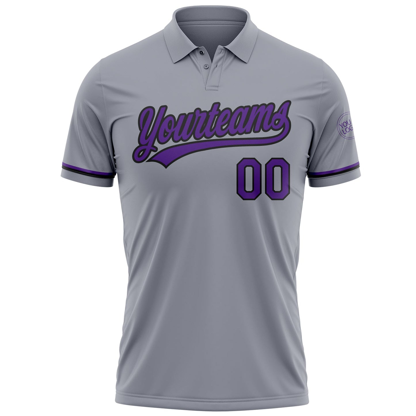Custom Gray Purple-Black Performance Vapor Golf Polo Shirt view 2