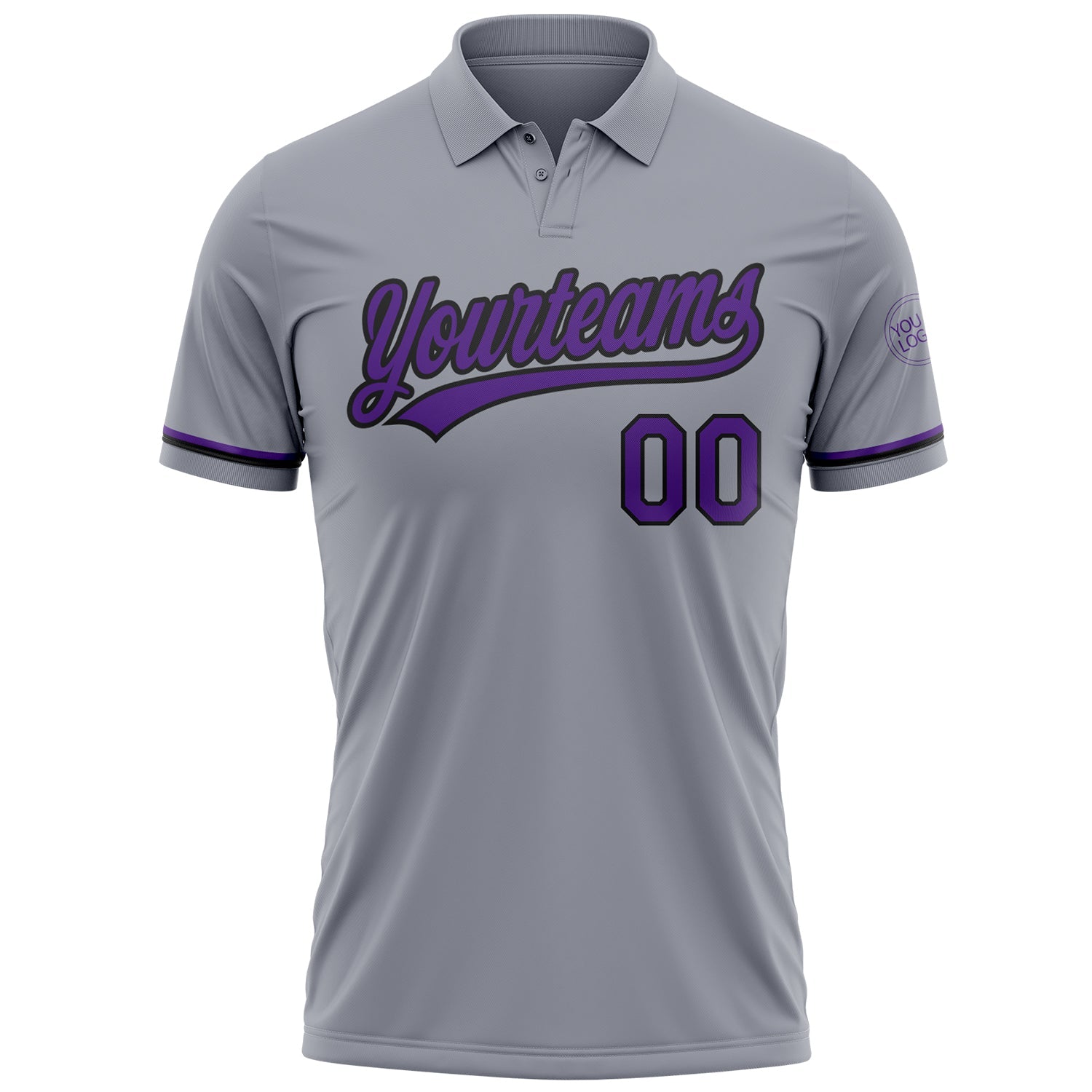 Custom Gray Purple-Black Performance Vapor Golf Polo Shirt view 2