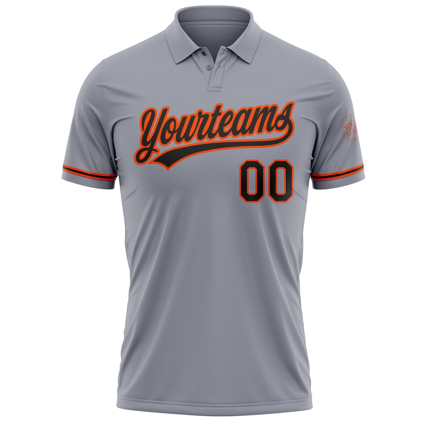 Custom Gray Black-Orange Performance Vapor Golf Polo Shirt view 2