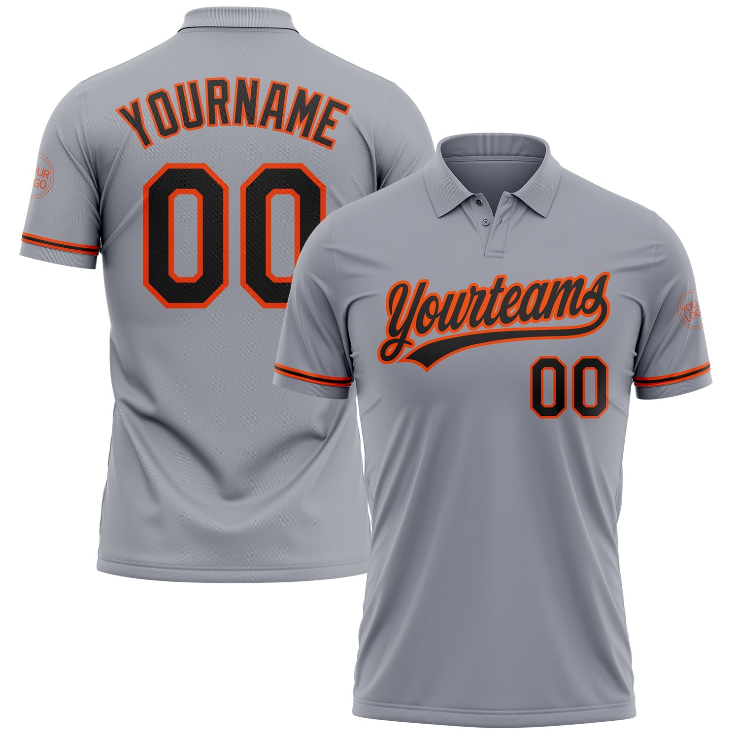 Custom Gray Black-Orange Performance Vapor Golf Polo Shirt - Main View