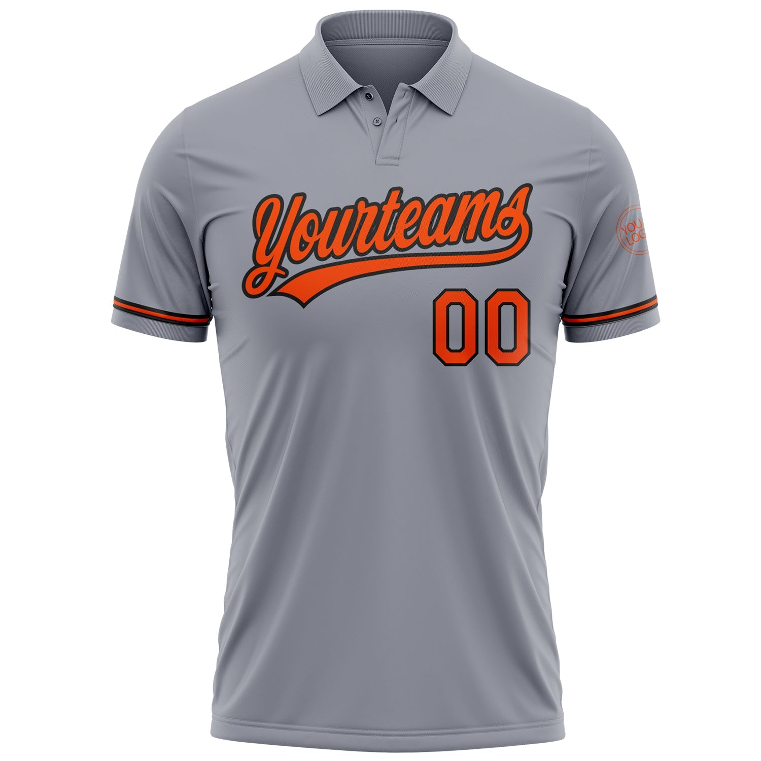 Custom Gray Orange-Black Performance Vapor Golf Polo Shirt view 2