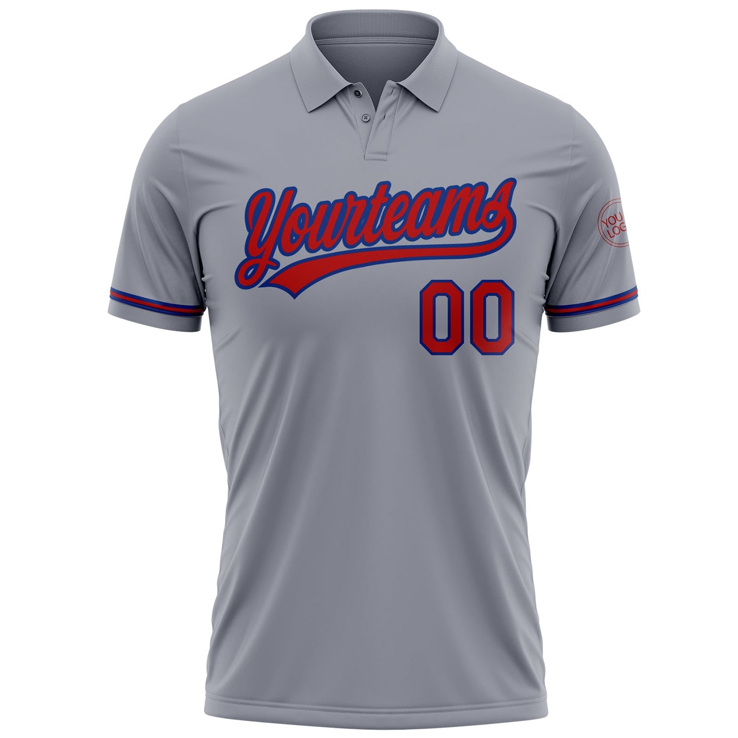 Custom Gray Red-Royal Performance Vapor Golf Polo Shirt view 2