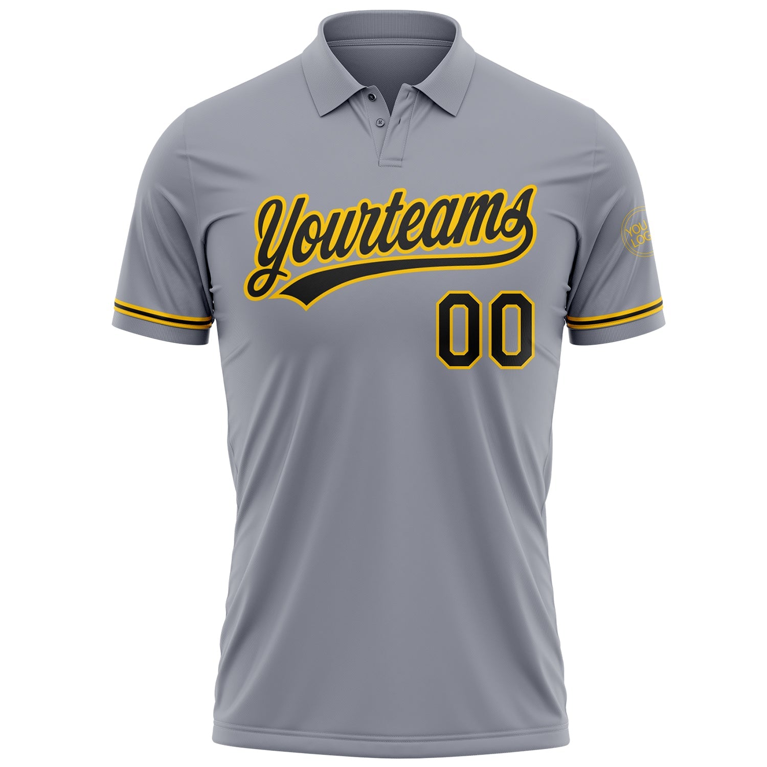 Custom Gray Black-Yellow Performance Vapor Golf Polo Shirt view 2