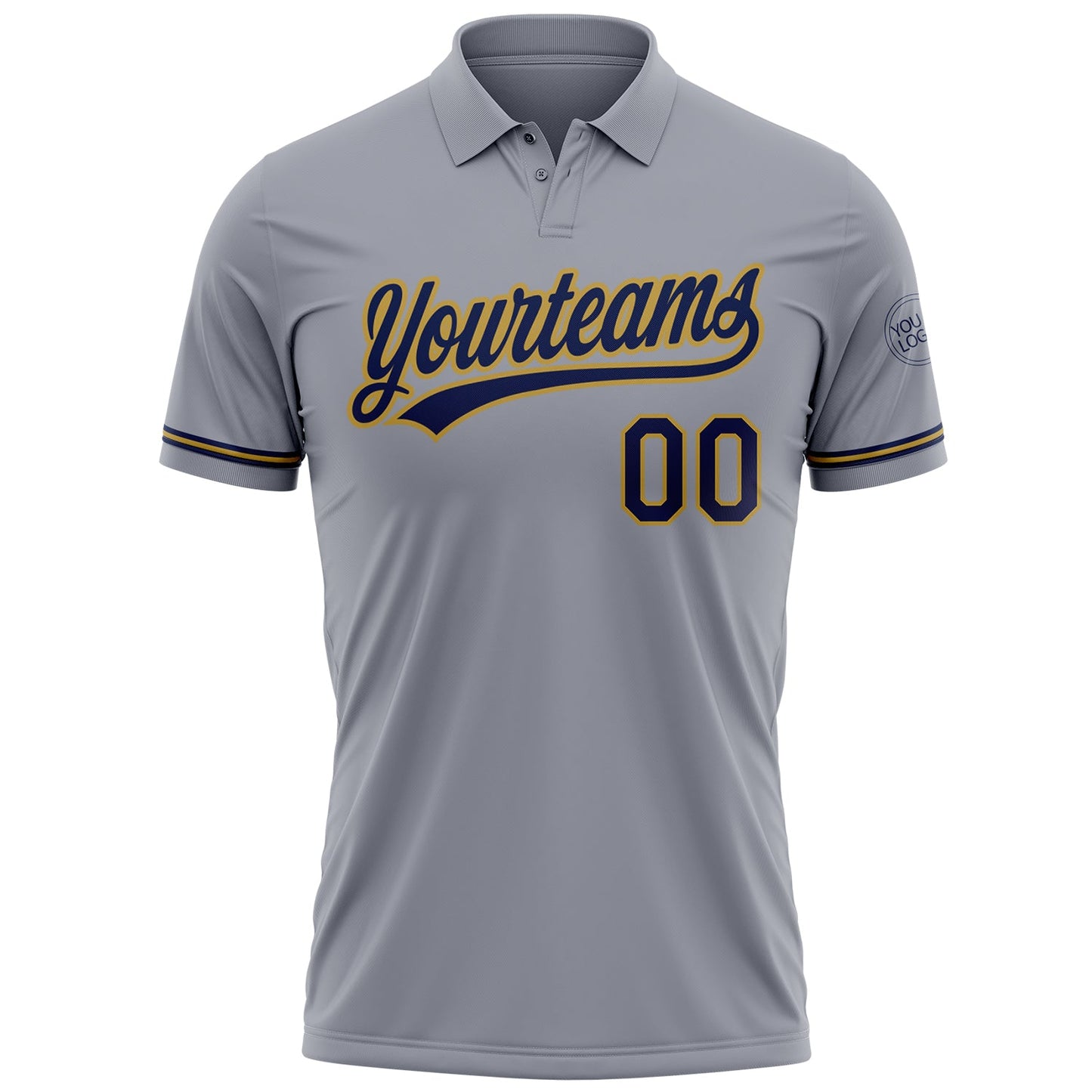 Custom Gray Navy-Old Gold Performance Vapor Golf Polo Shirt view 2