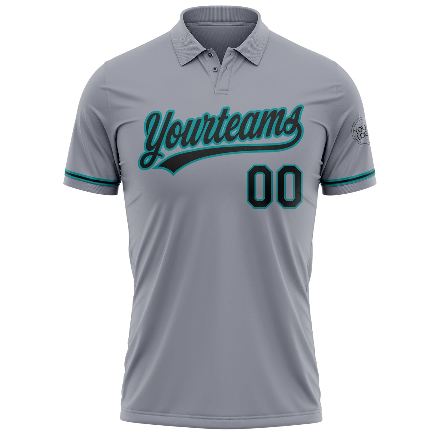 Custom Gray Black-Teal Performance Vapor Golf Polo Shirt view 2