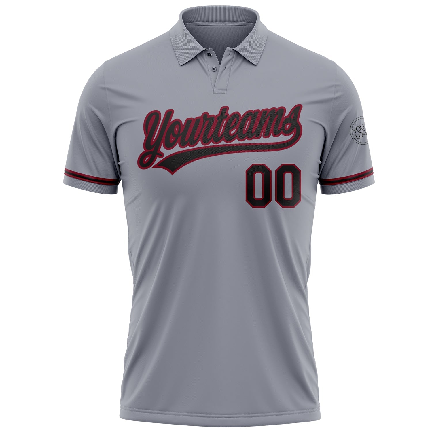 Custom Gray Black-Crimson Performance Vapor Golf Polo Shirt view 2