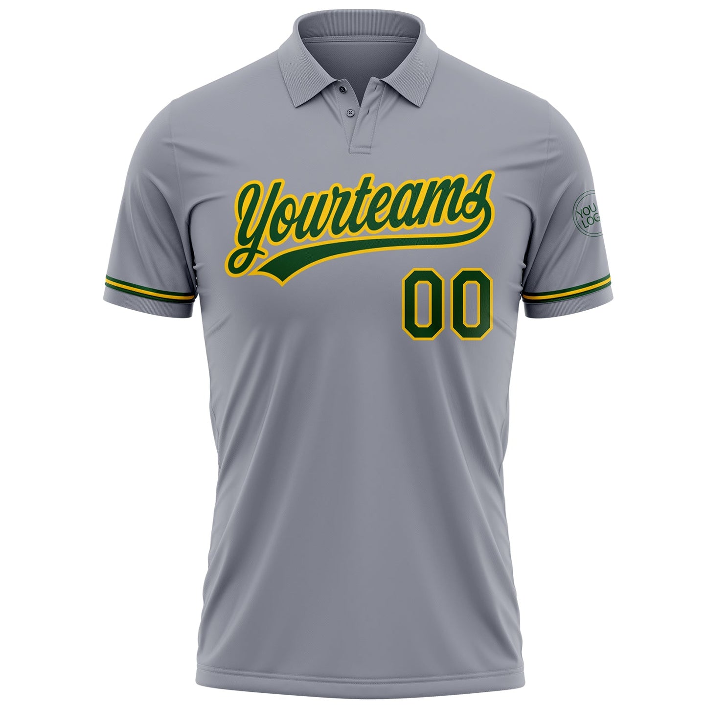 Custom Gray Green-Yellow Performance Vapor Golf Polo Shirt view 2