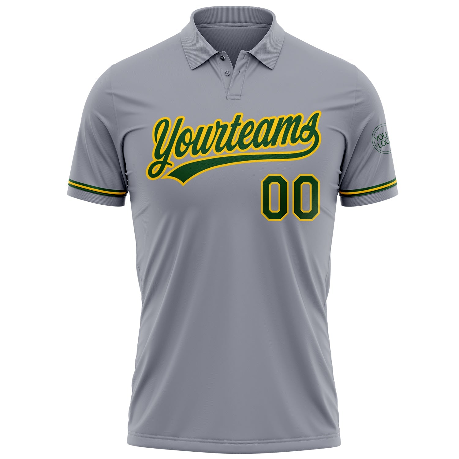 Custom Gray Green-Yellow Performance Vapor Golf Polo Shirt view 2
