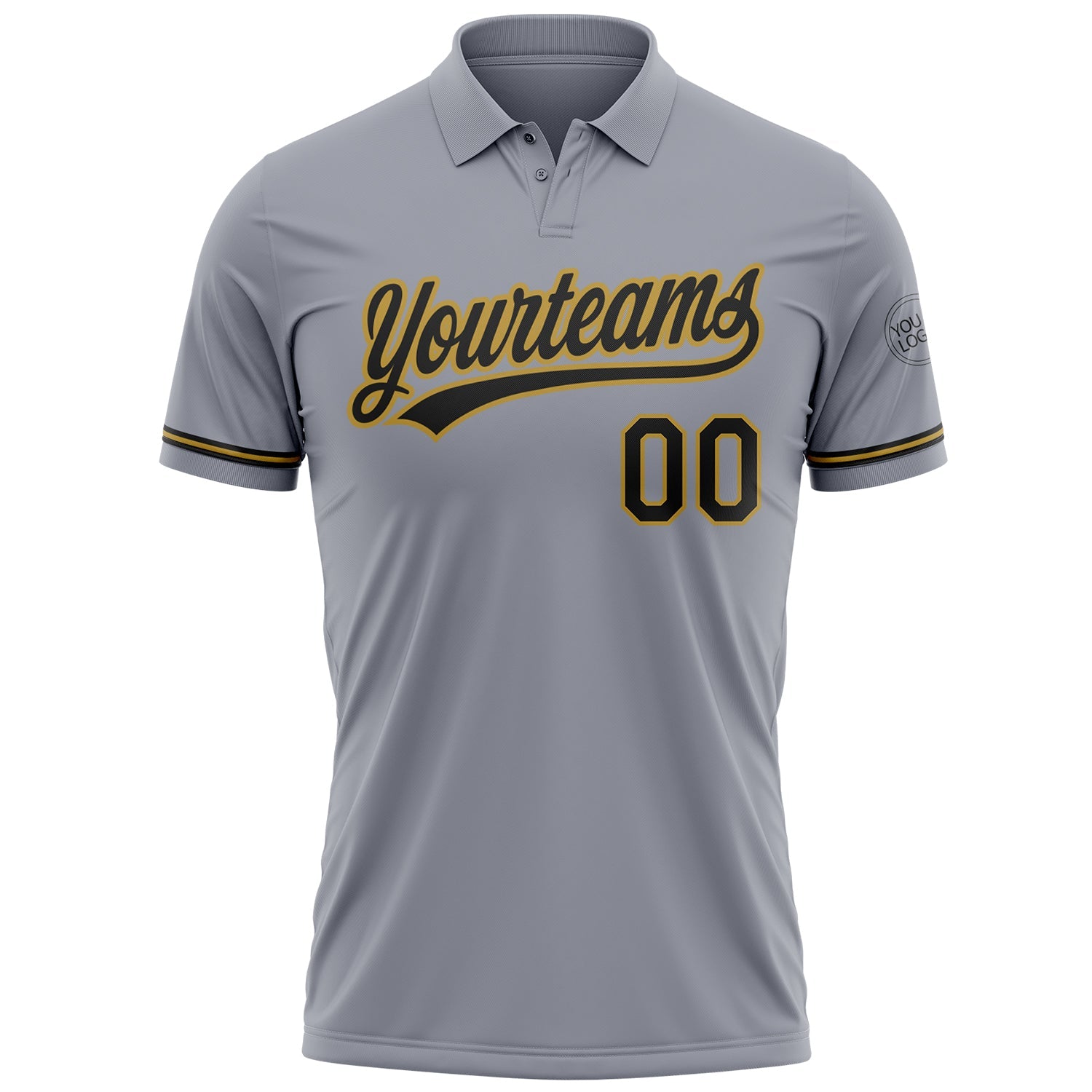 Custom Gray Black-Old Gold Performance Vapor Golf Polo Shirt view 2