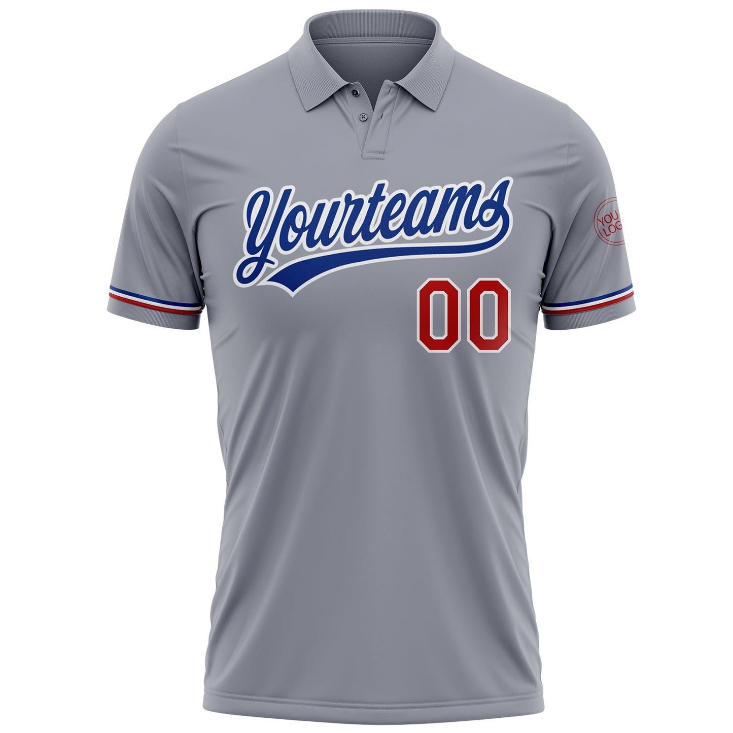Custom Gray Red-Royal Performance Vapor Golf Polo Shirt view 2