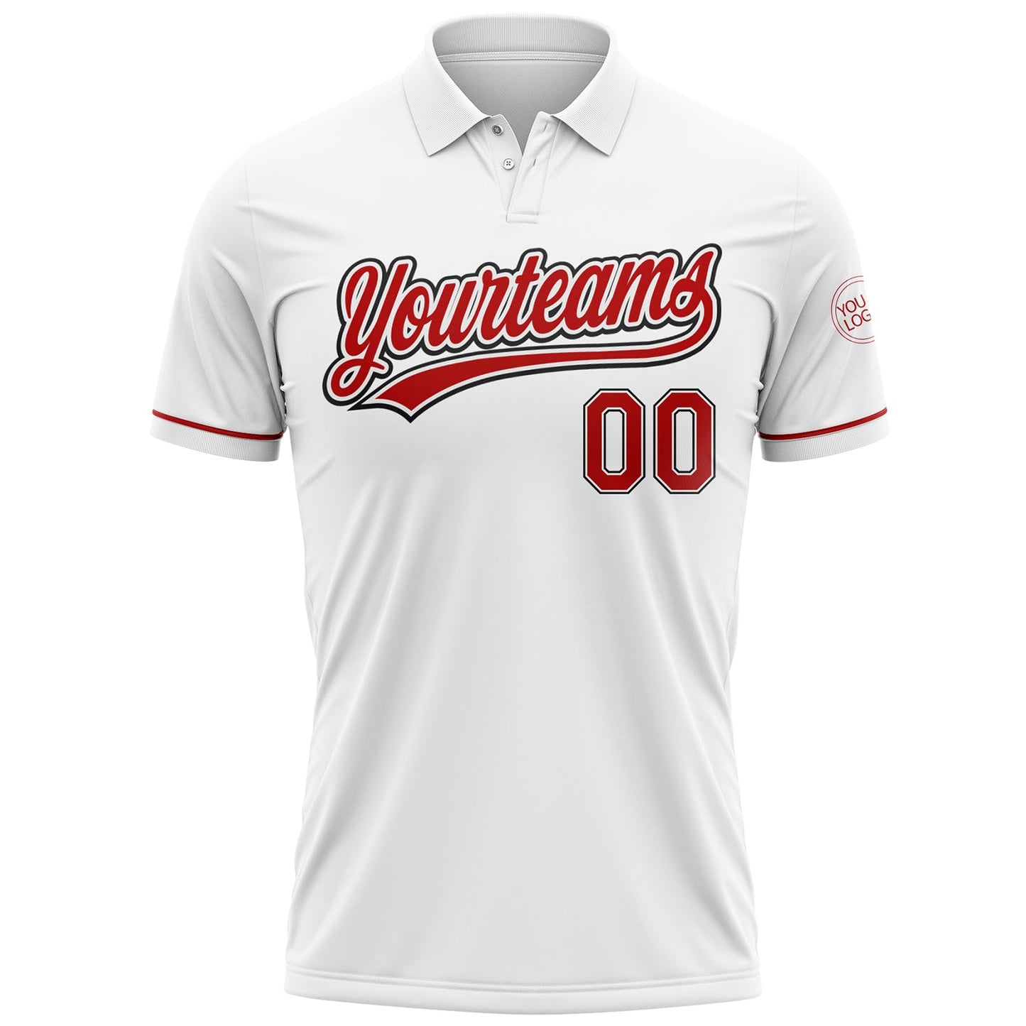 Custom White Red-Black Performance Vapor Golf Polo Shirt view 2
