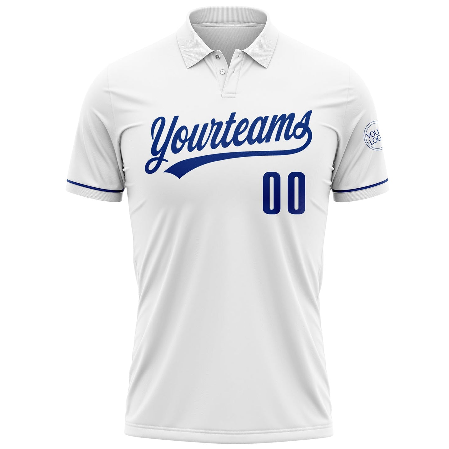 Custom White Royal Performance Vapor Golf Polo Shirt view 2