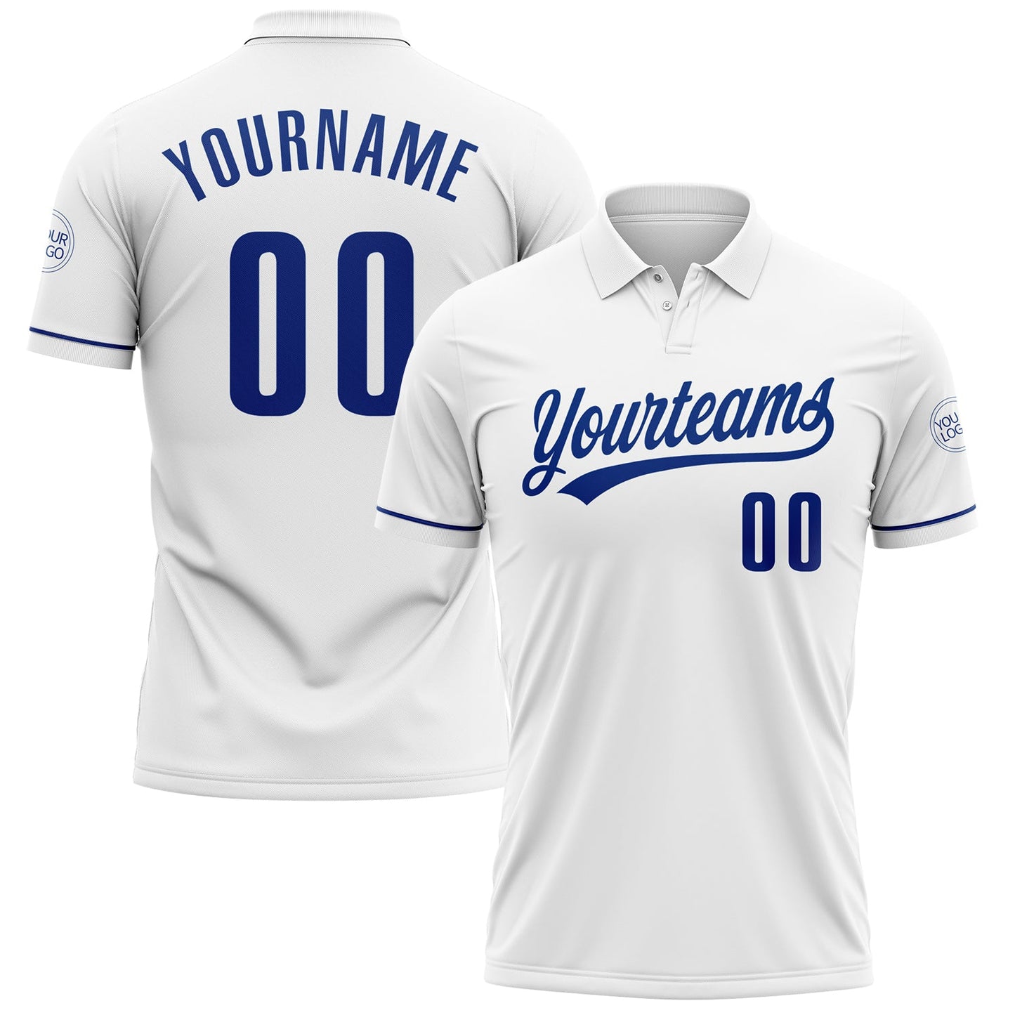 Custom White Royal Performance Vapor Golf Polo Shirt - Main View