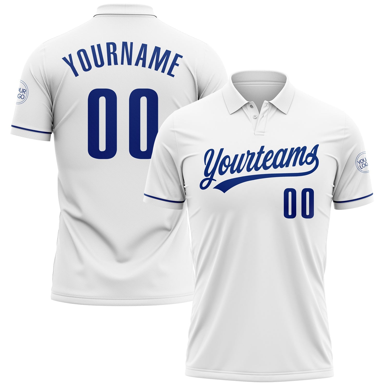 Custom White Royal Performance Vapor Golf Polo Shirt - Main View