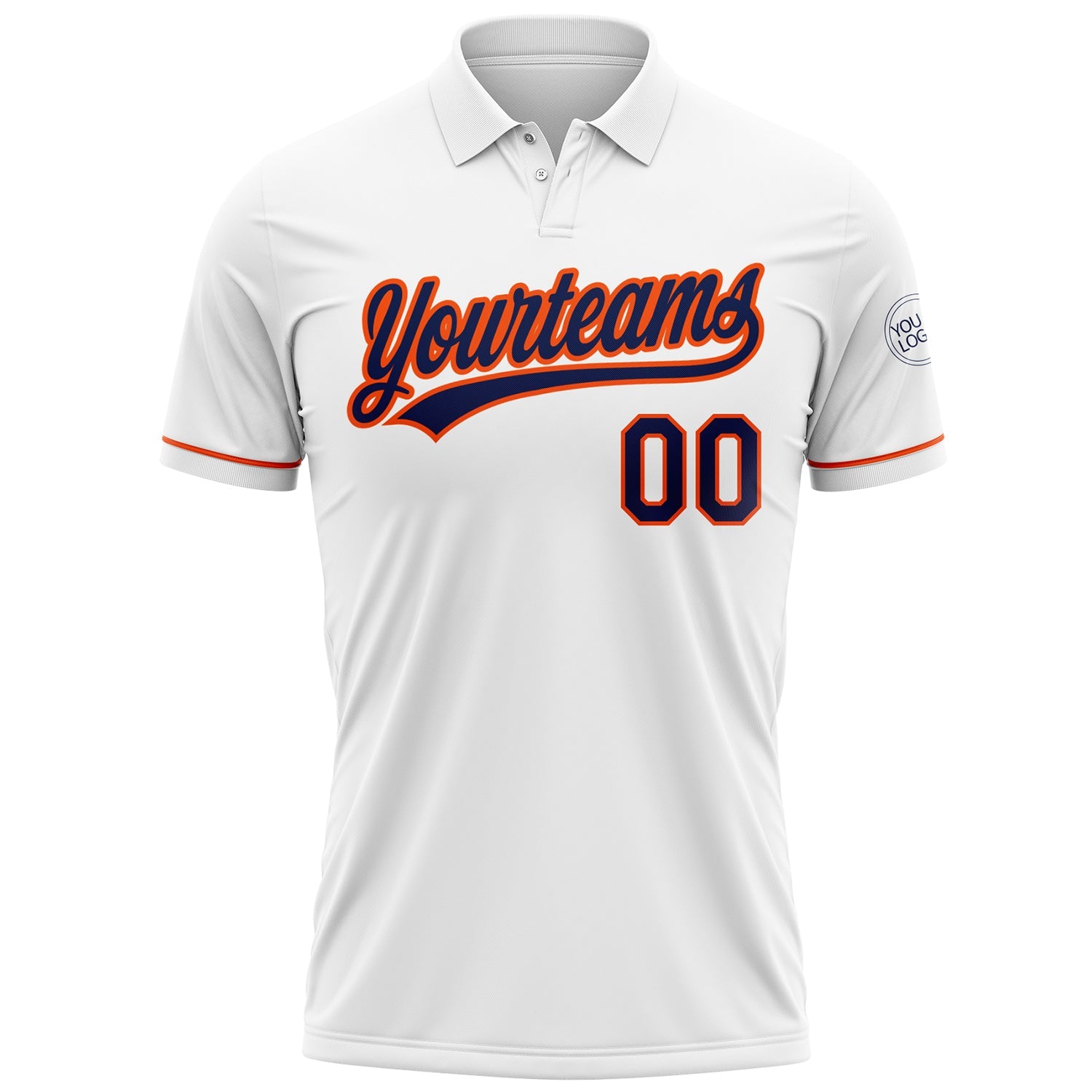 Custom White Navy-Orange Performance Vapor Golf Polo Shirt view 2