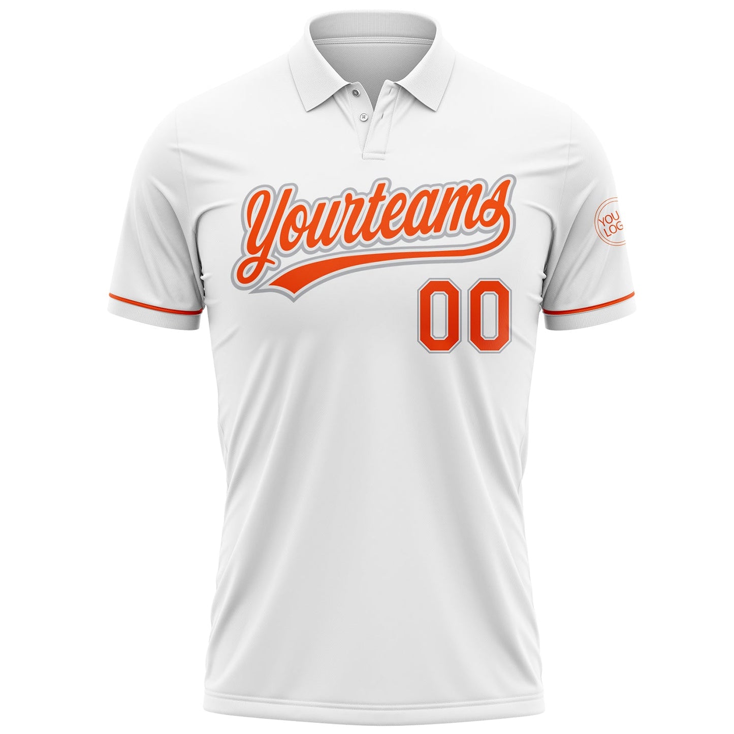 Custom White Orange-Gray Performance Vapor Golf Polo Shirt view 2