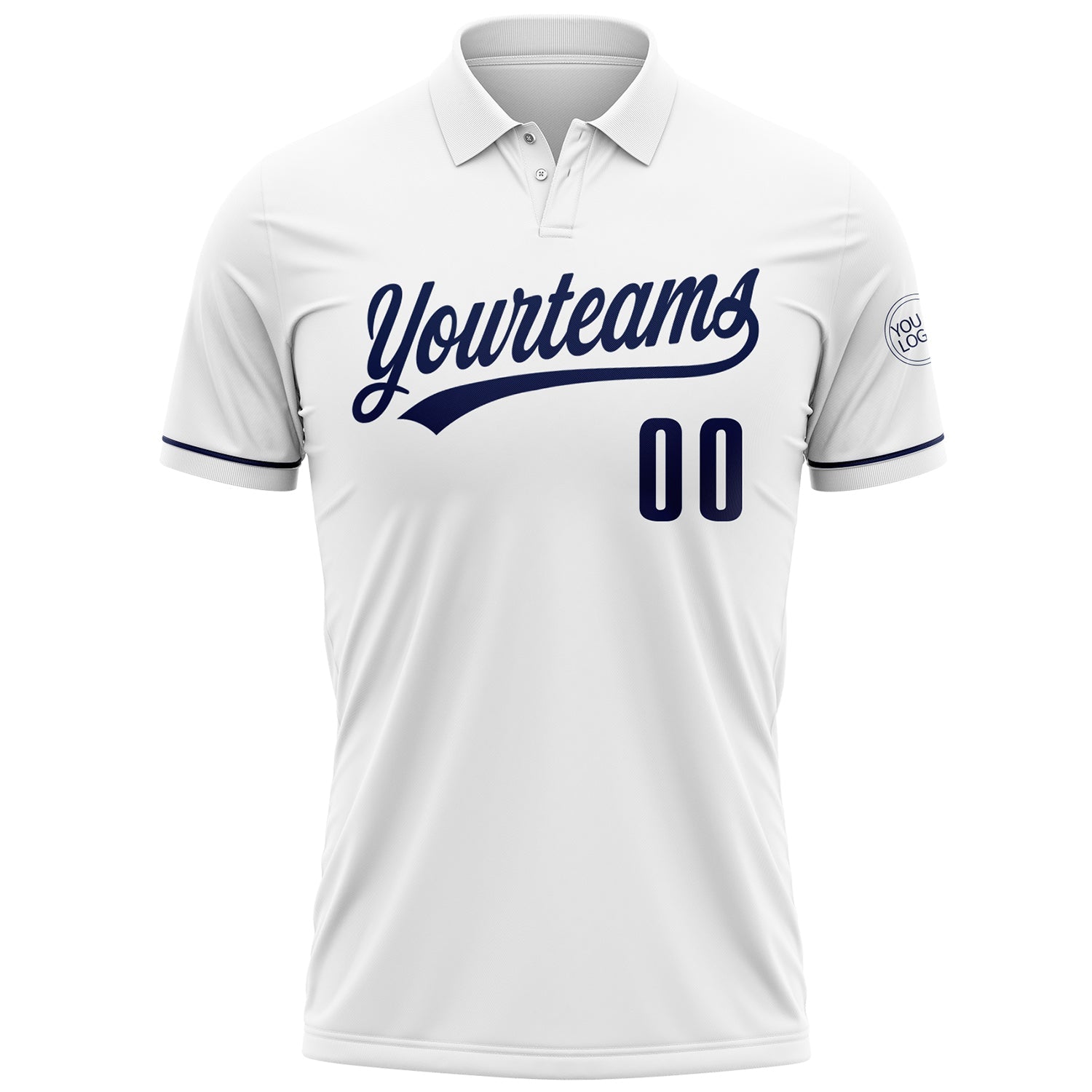 Custom White Navy Performance Vapor Golf Polo Shirt view 2