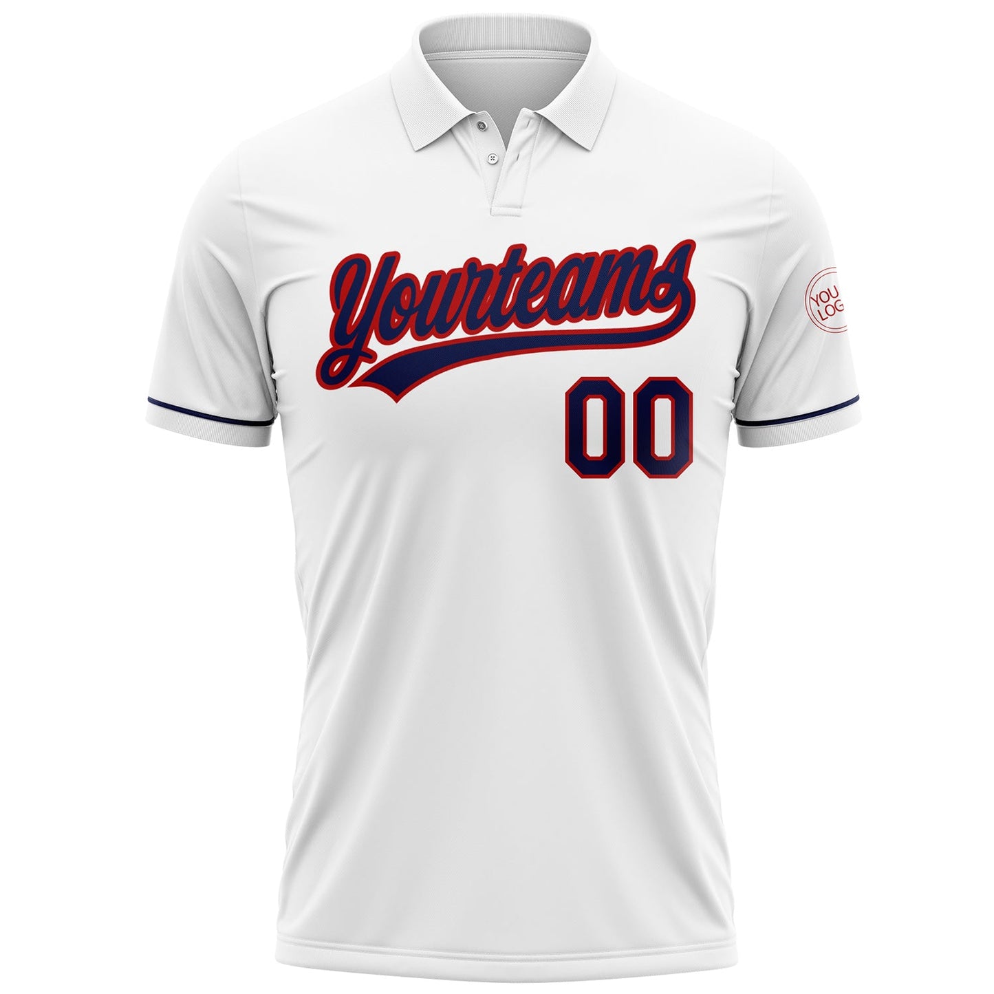 Custom White Navy-Red Performance Vapor Golf Polo Shirt view 2