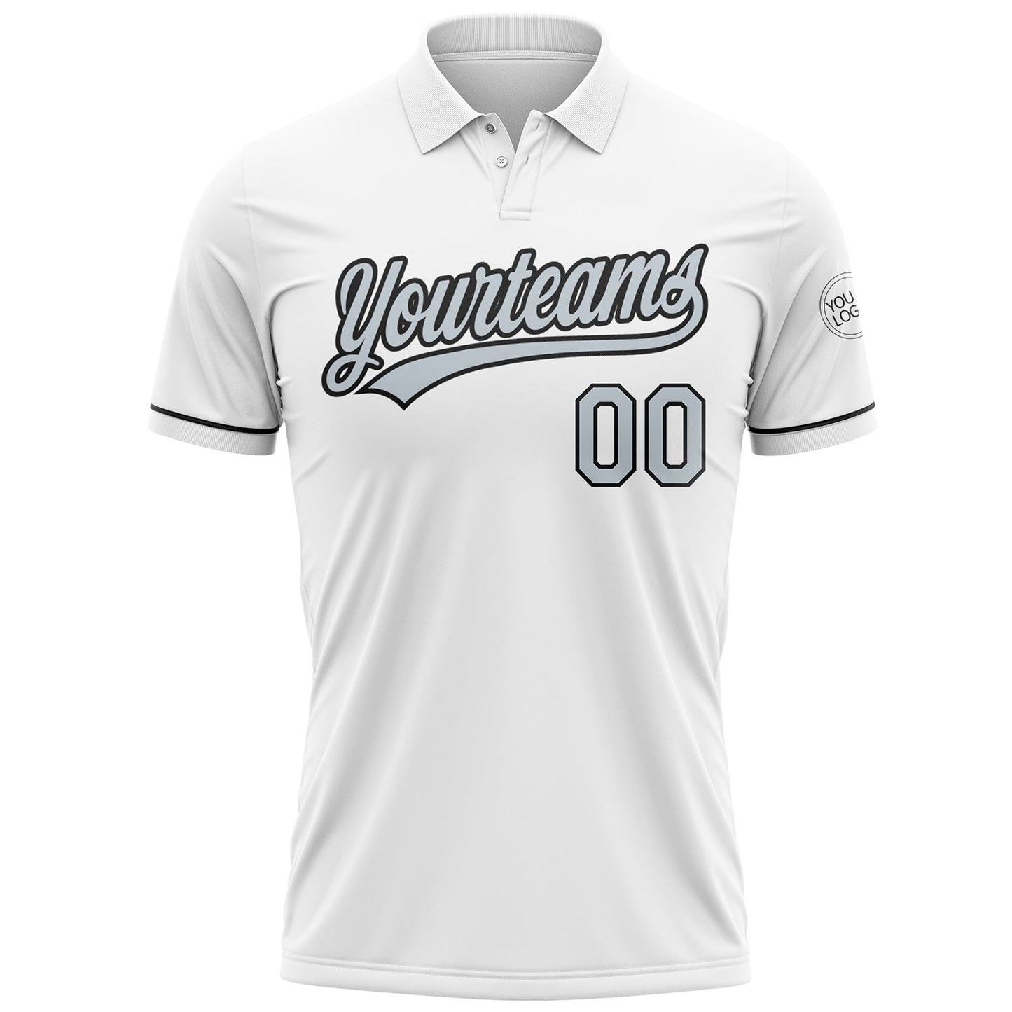 Custom White Silver-Black Performance Vapor Golf Polo Shirt view 2