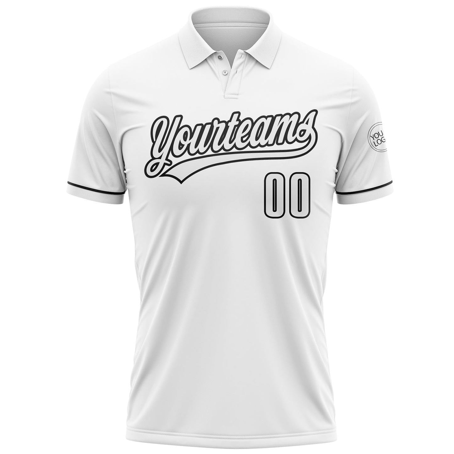 Custom White Black Performance Vapor Golf Polo Shirt view 2
