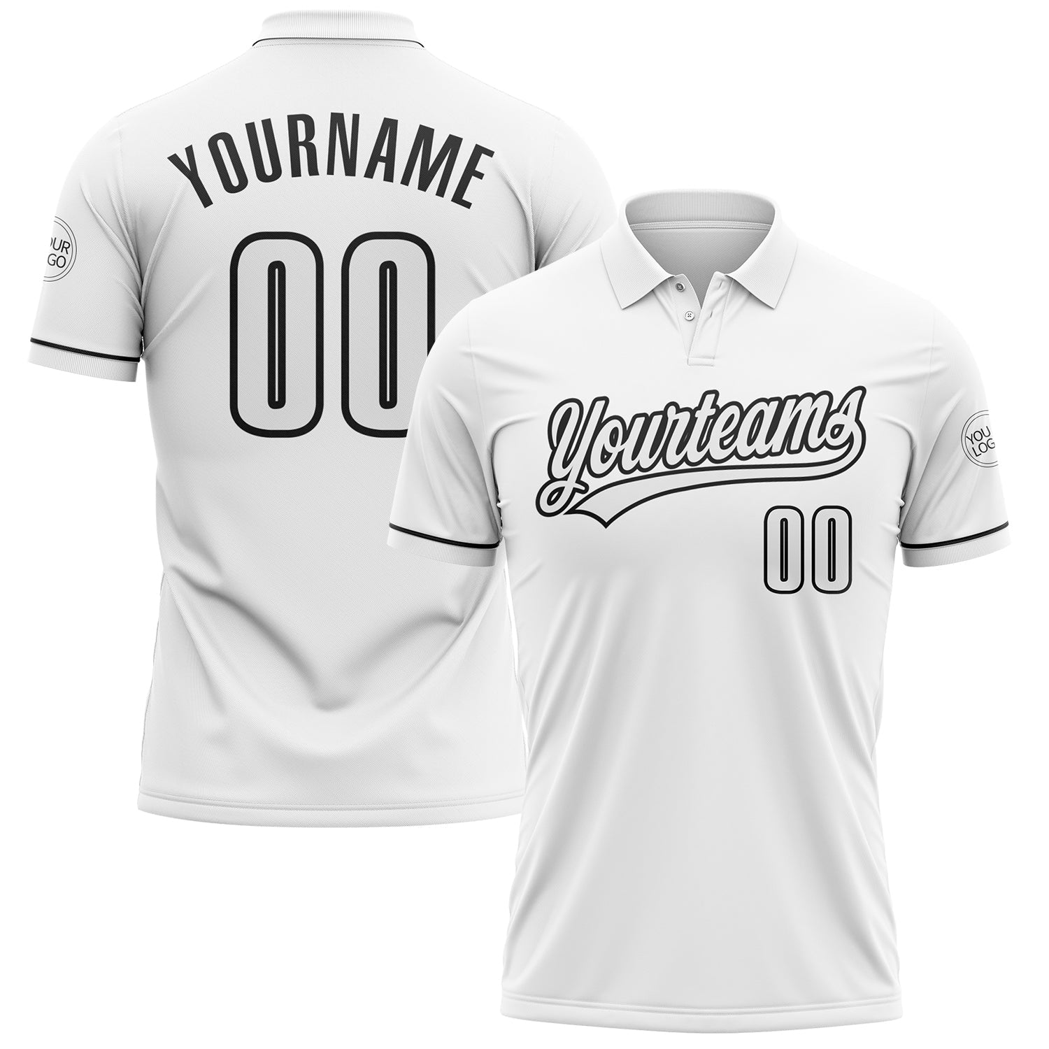 Custom White Black Performance Vapor Golf Polo Shirt - Main View