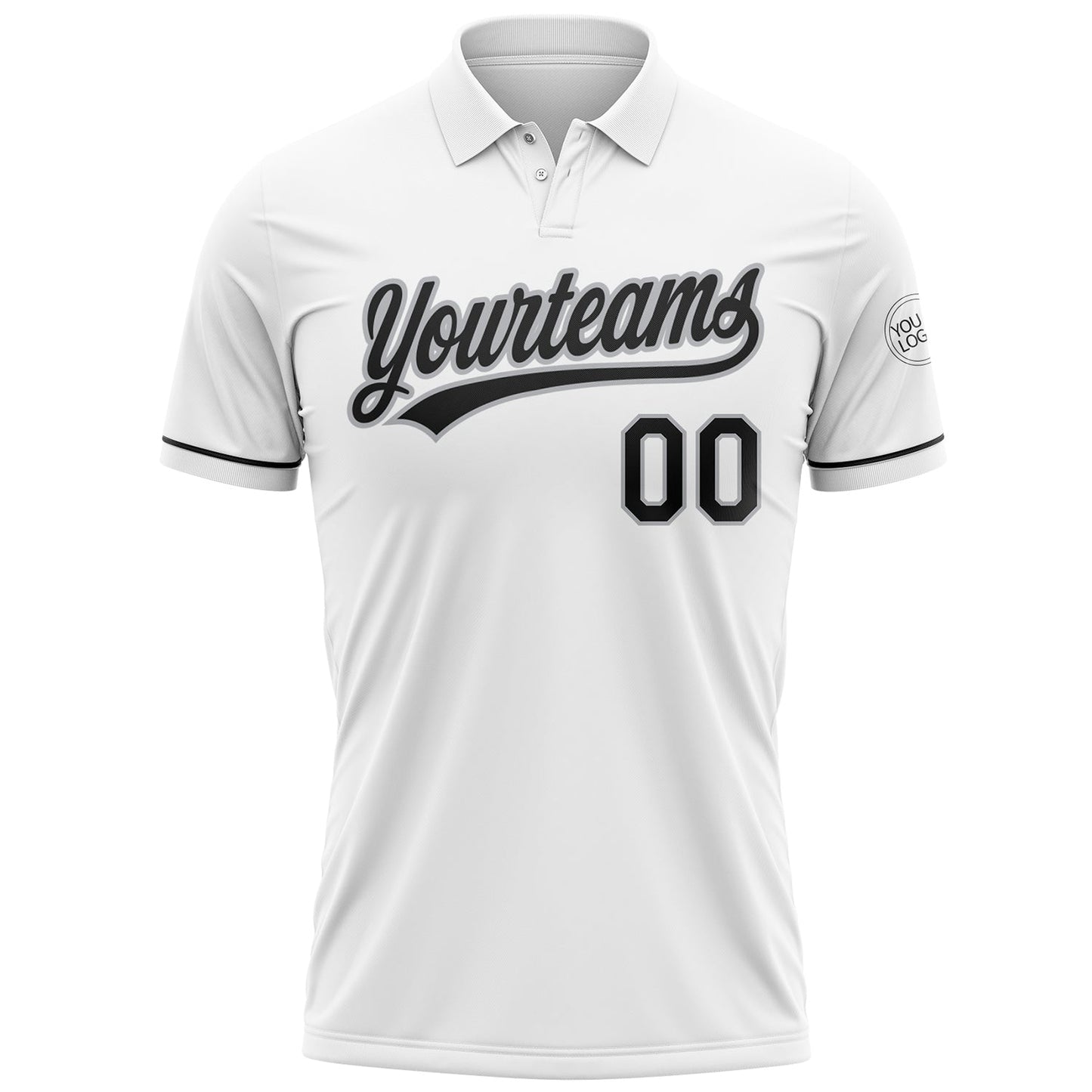 Custom White Black-Gray Performance Vapor Golf Polo Shirt view 2