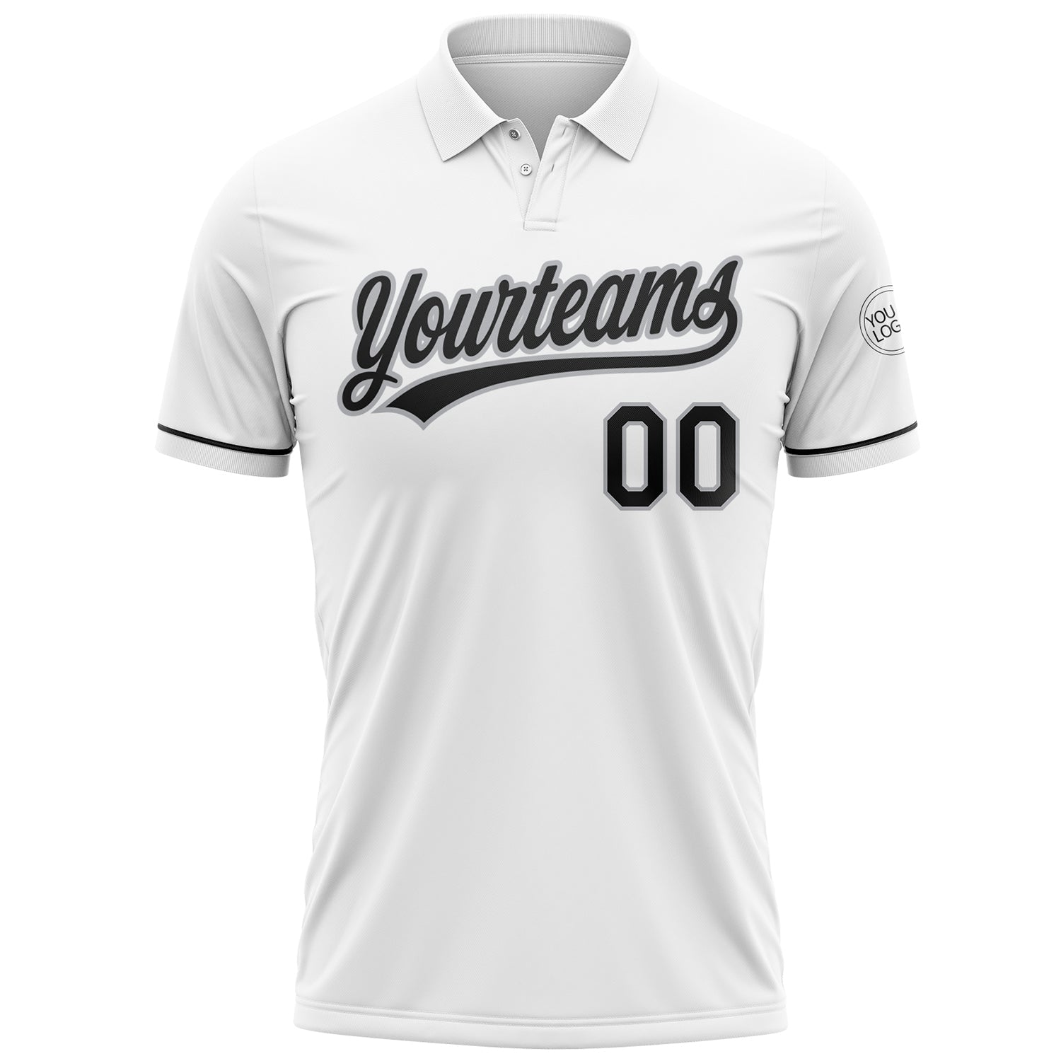 Custom White Black-Gray Performance Vapor Golf Polo Shirt view 2