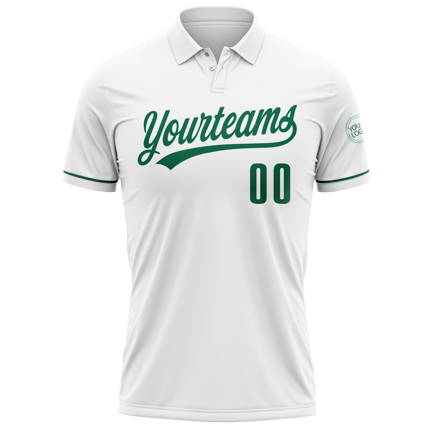 Custom White Kelly Green Performance Vapor Golf Polo Shirt view 2