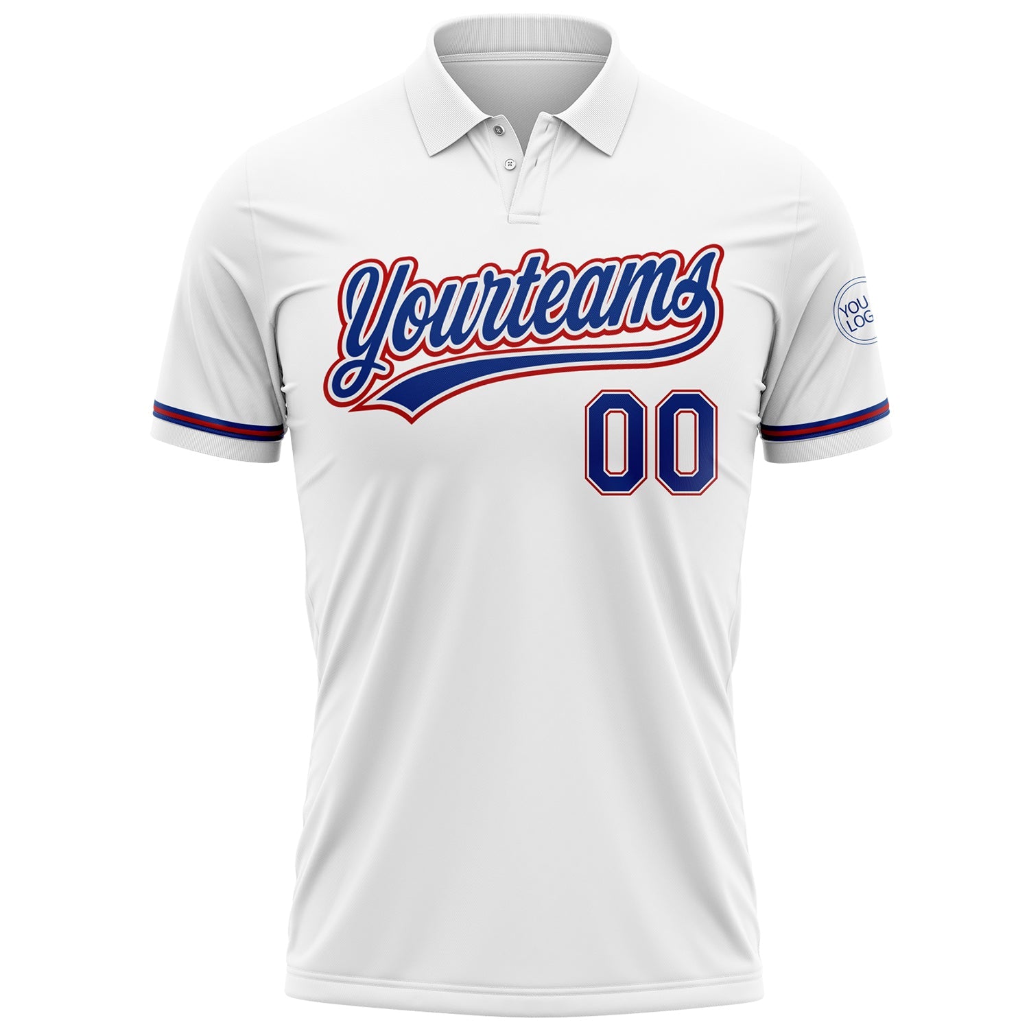 Custom White Royal-Red Performance Vapor Golf Polo Shirt view 2