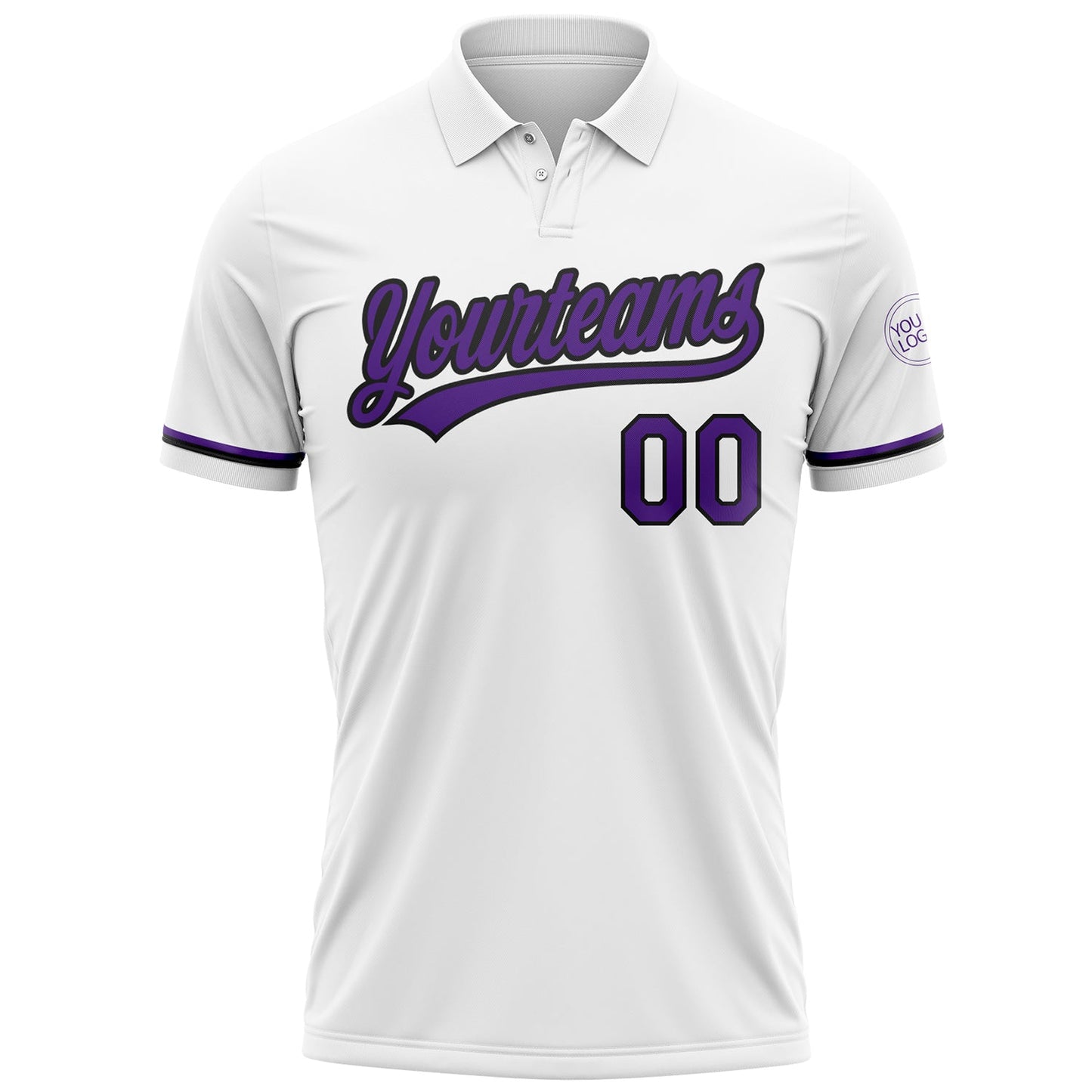 Custom White Purple-Black Performance Vapor Golf Polo Shirt view 2