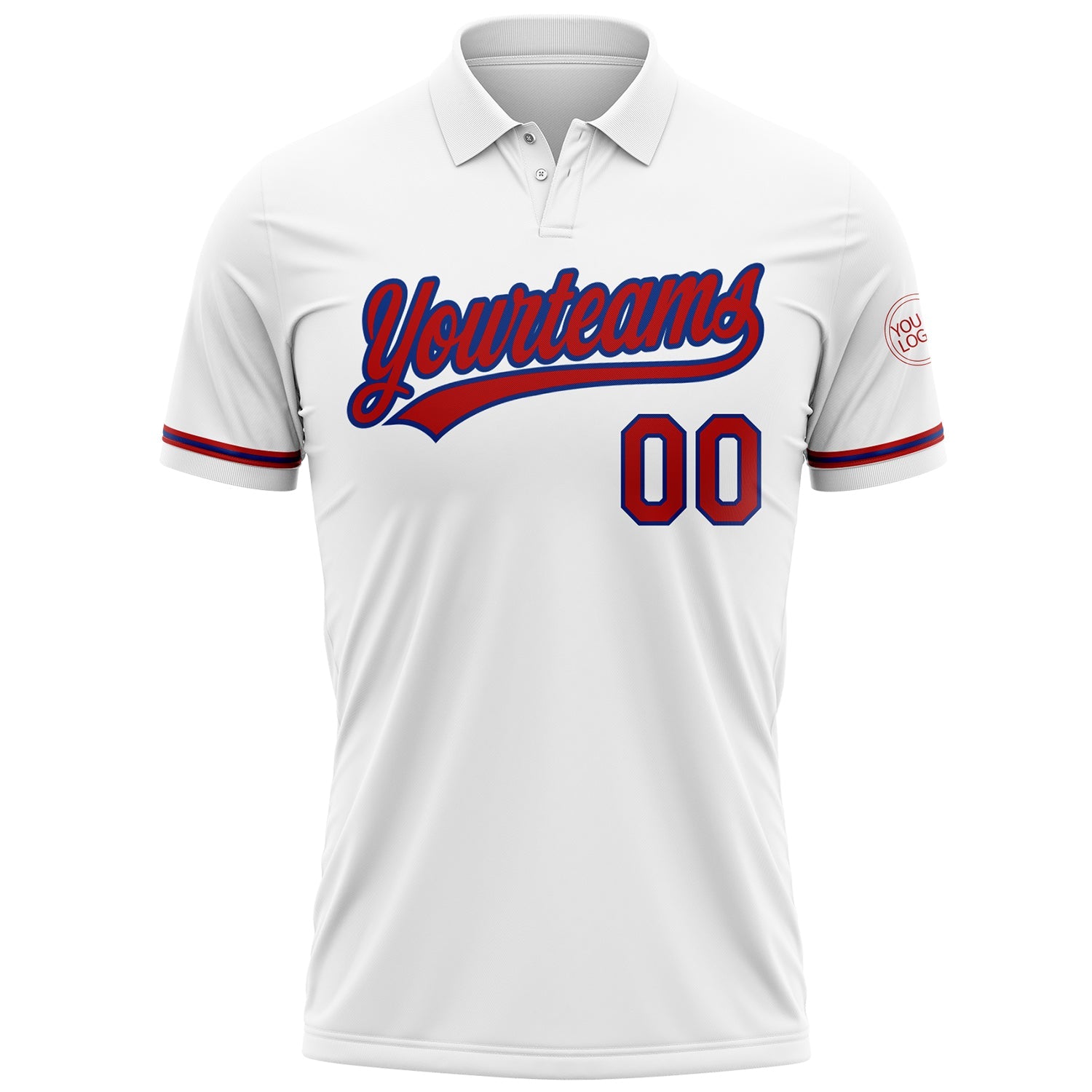 Custom White Red-Royal Performance Vapor Golf Polo Shirt view 2