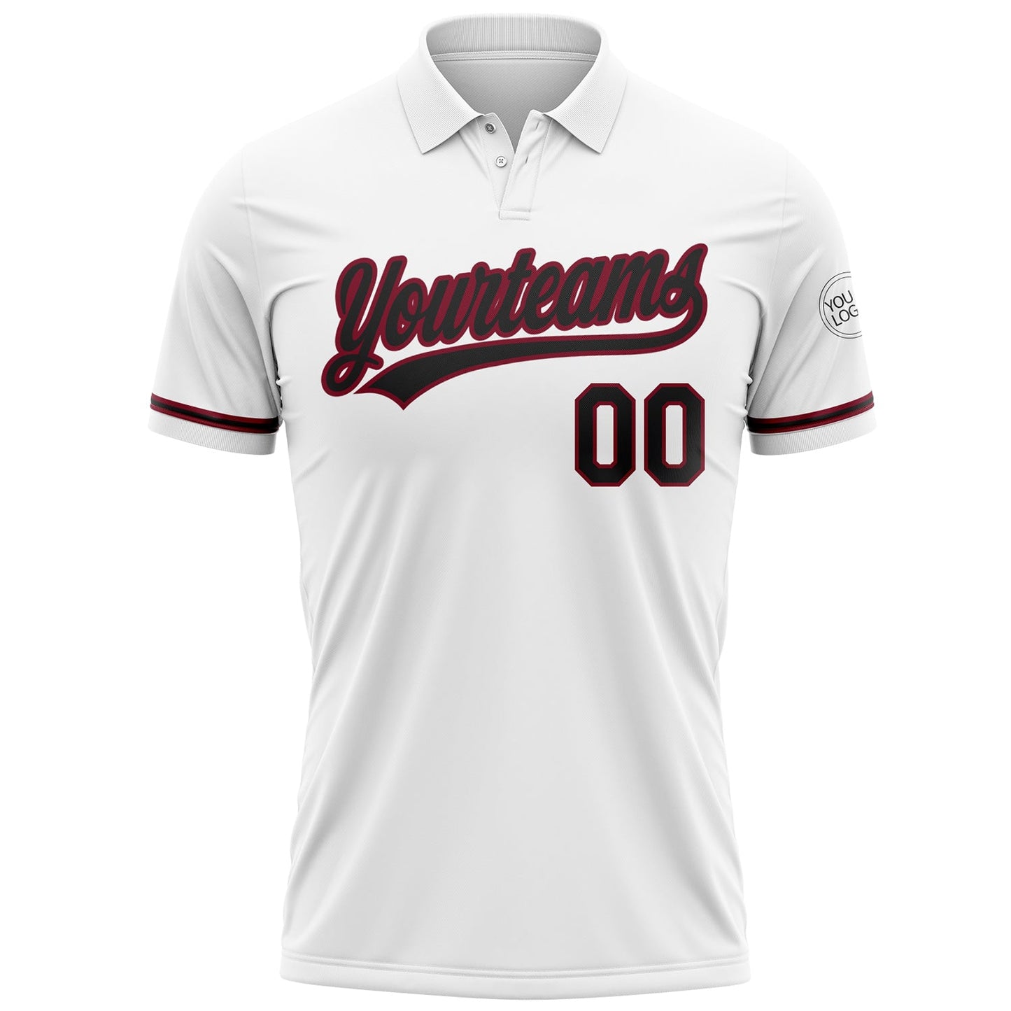 Custom White Black-Crimson Performance Vapor Golf Polo Shirt view 2
