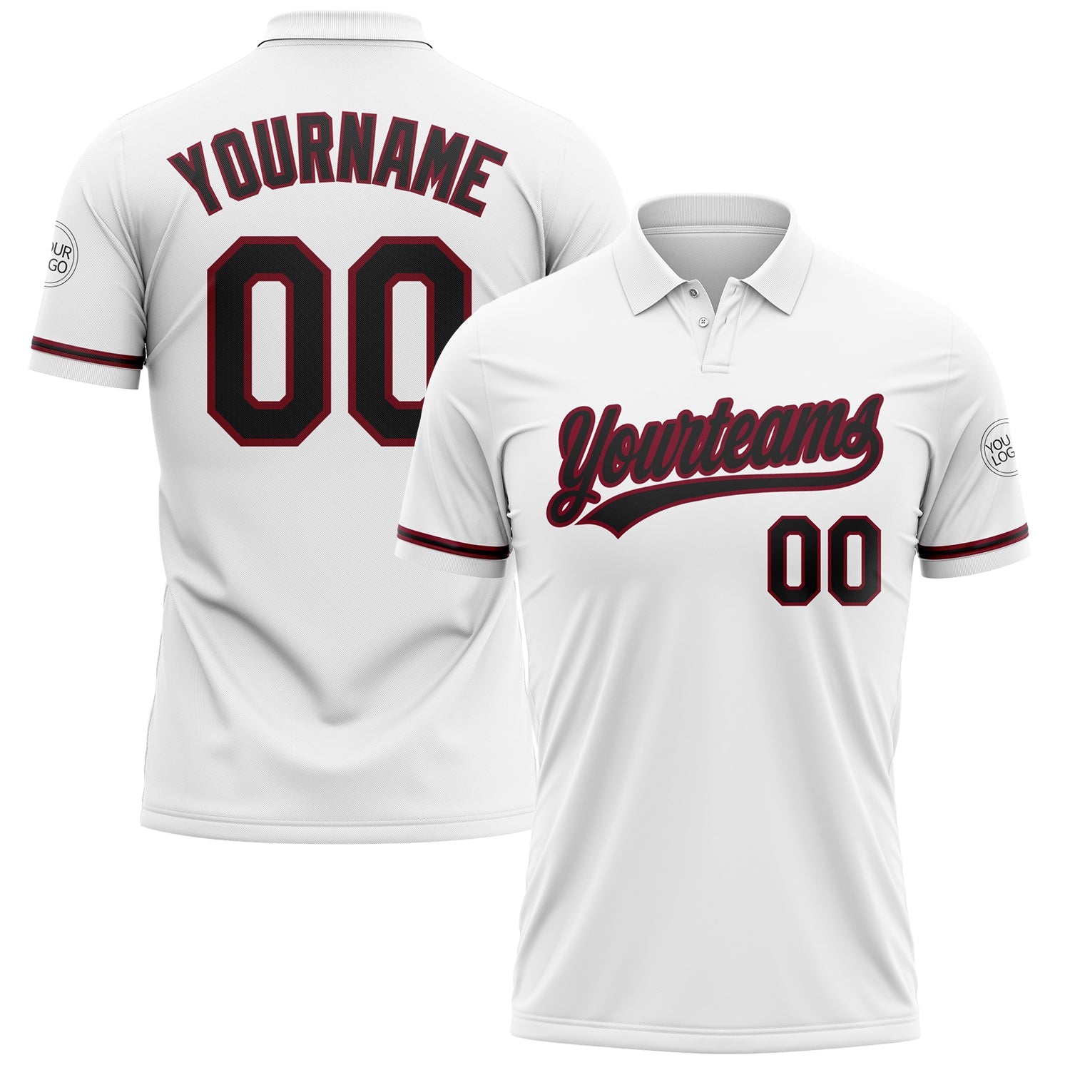 Custom White Black-Crimson Performance Vapor Golf Polo Shirt - Main View