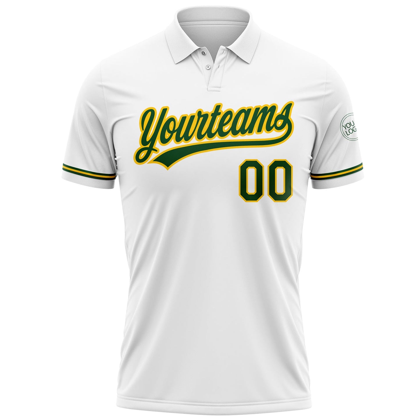 Custom White Green-Yellow Performance Vapor Golf Polo Shirt view 2