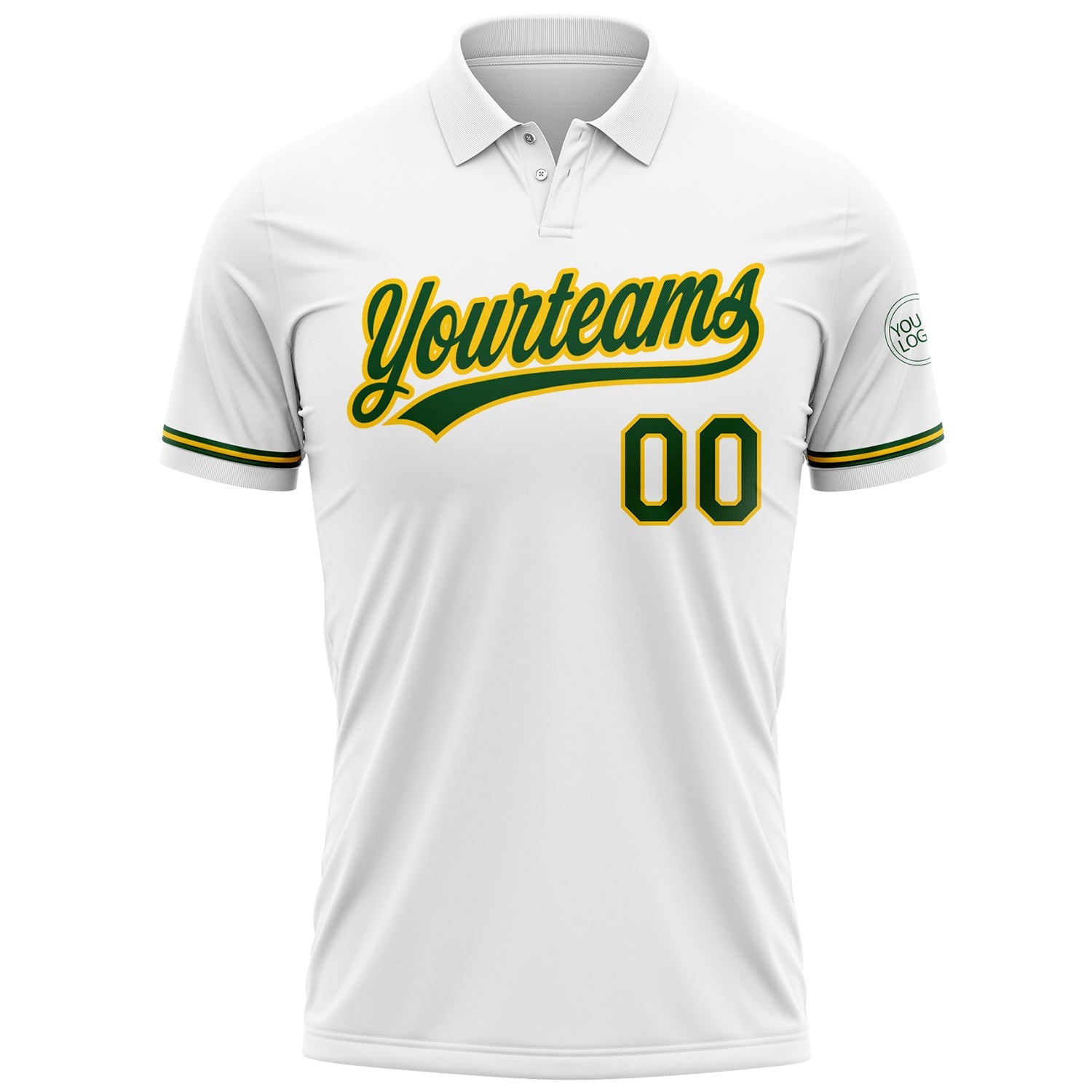 Custom White Green-Yellow Performance Vapor Golf Polo Shirt view 2