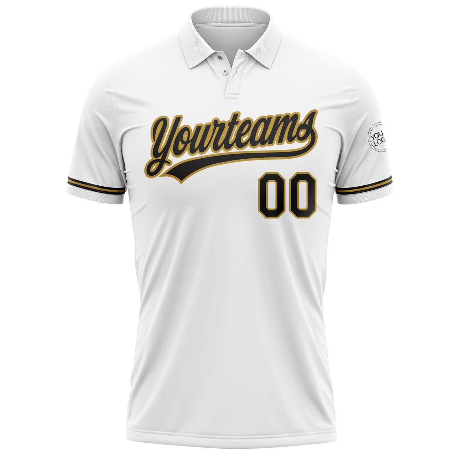 Custom White Black-Old Gold Performance Vapor Golf Polo Shirt view 2