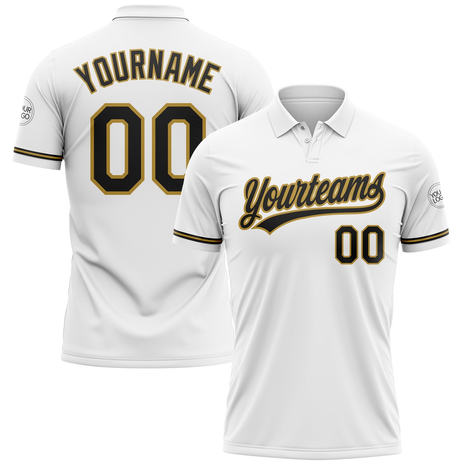 Custom White Black-Old Gold Performance Vapor Golf Polo Shirt - Main View