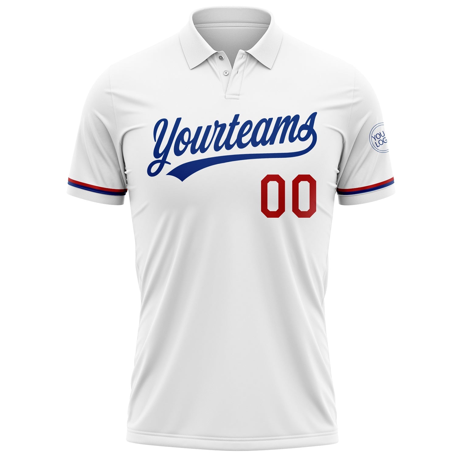 Custom White Red-Royal Performance Vapor Golf Polo Shirt view 2