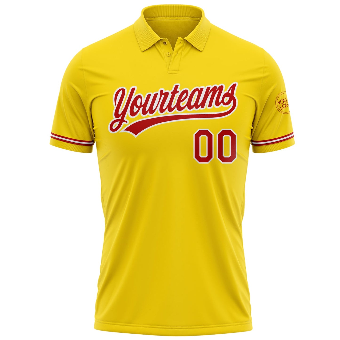 Custom Yellow Red-White Performance Vapor Golf Polo Shirt view 2