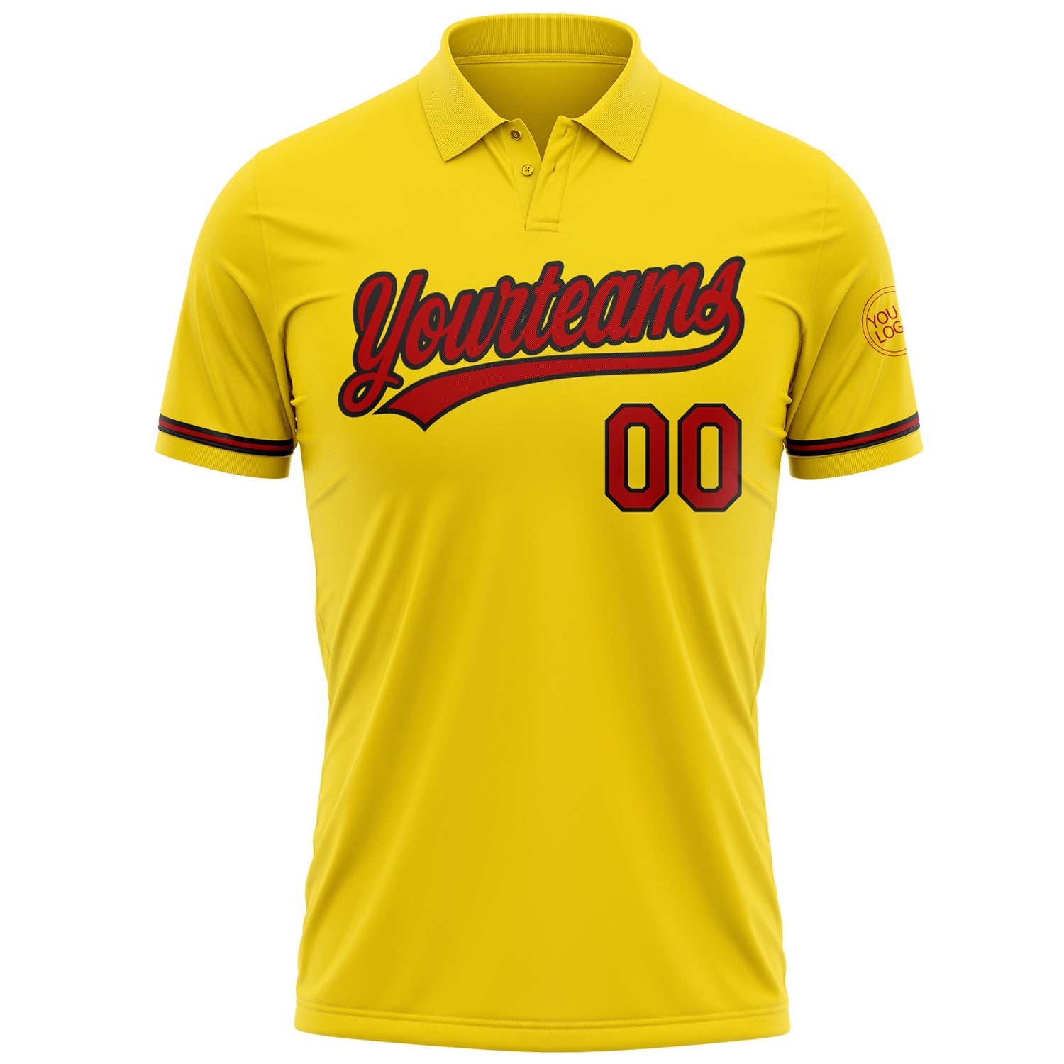Custom Yellow Red-Black Performance Vapor Golf Polo Shirt view 2